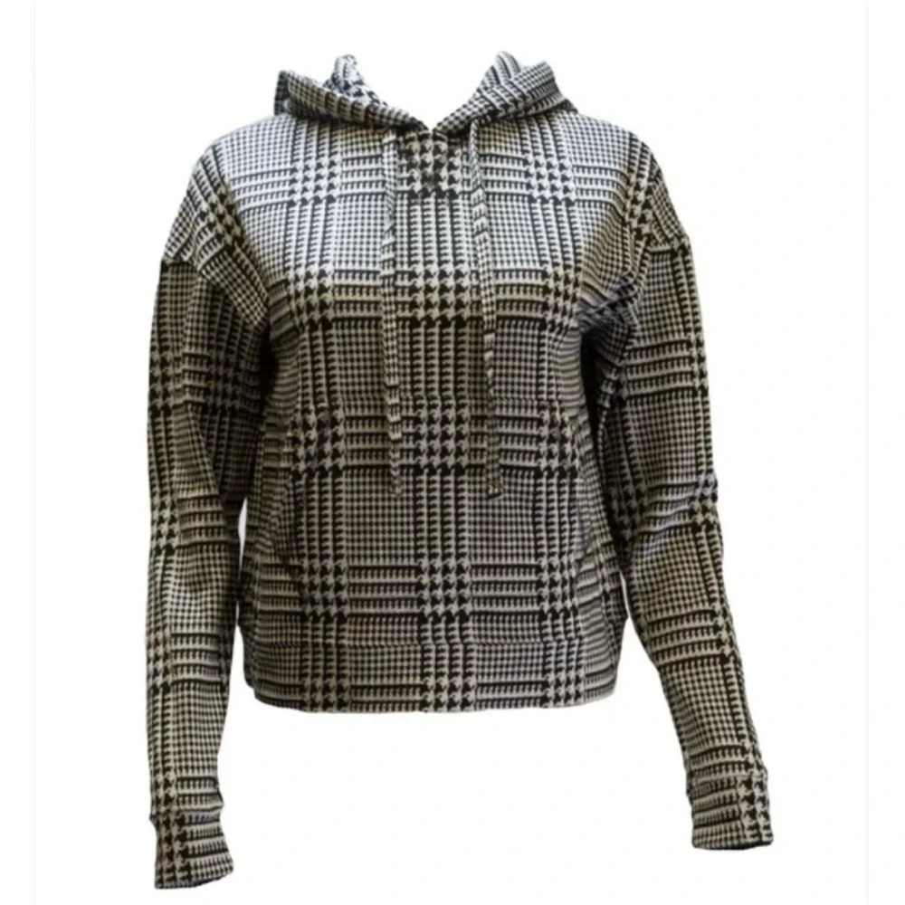 ❤️ Wesley X Bandier Plaid Bowery Hoodie Black White Houndstooth XS